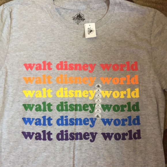 DISNEY Parks Size Medium Rainbow WALT DISNEY WORLD Cotton/Poly Authentic NEW - Picture 3 of 11